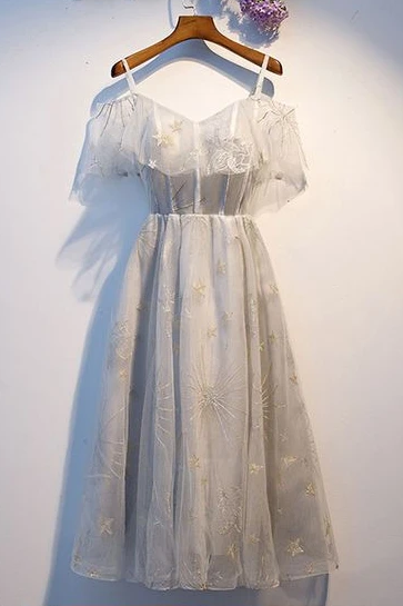 Gray Dress, Short Party Dress, Homecoming Dress, Dress ,pl1887