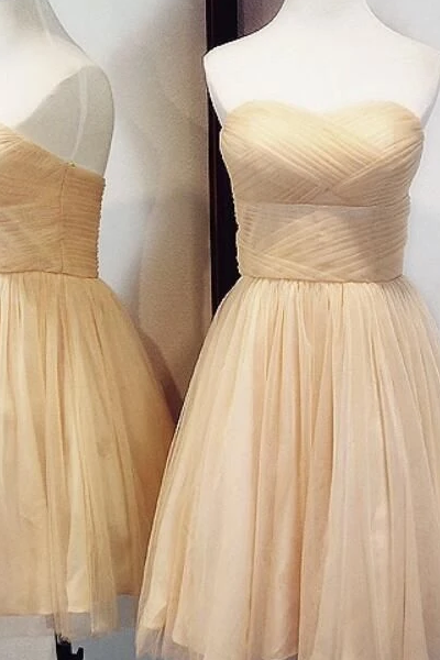 Champagne Tulle Short Homecoming Dresses, Tulle Party Dresses,pl1890