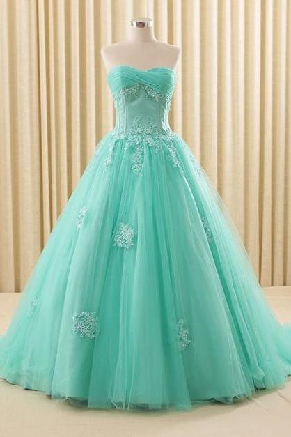 Turquoise Lace Ball Gown Dress Prom Dress,princess Ball Gown Dress,pl1891