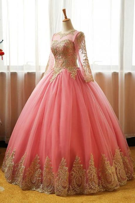 Ball Gown Prom Dress Pink ,pl1899