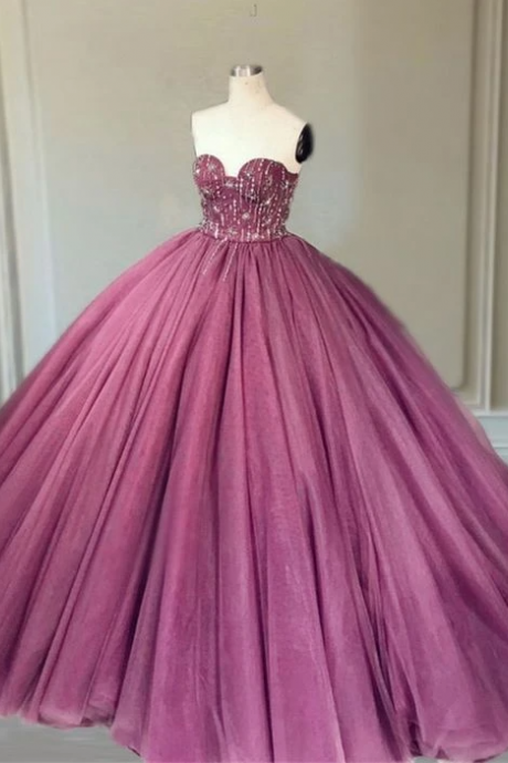Gorgeous Rose Pink Ball Gown Quinceanera Dresses For Sweet 16 Prom Dresses,pl1925