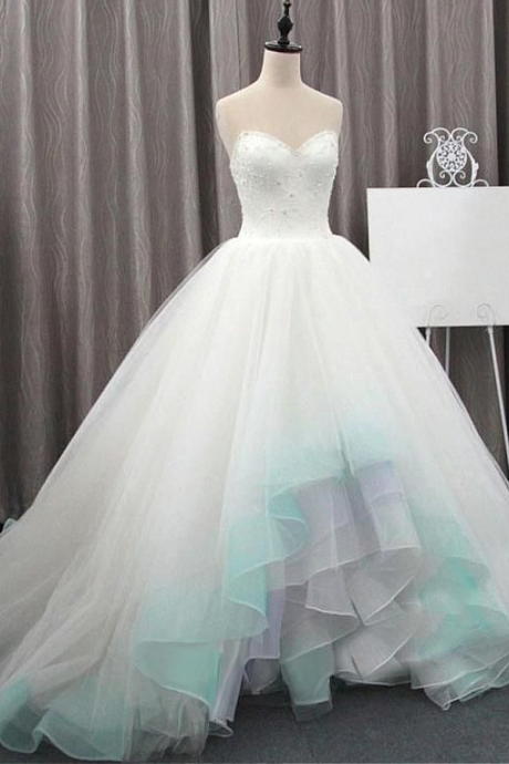 Magbridal Fashionable Tulle & Organza Sweetheart Neckline Ball Gown Prom Wedding Dresses With Beadings & 3d