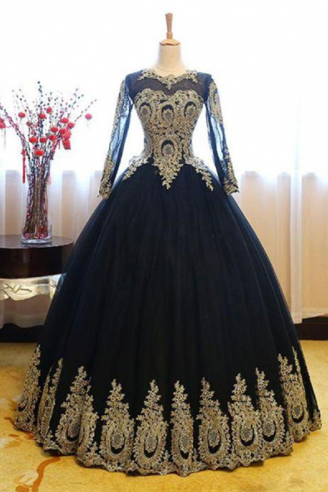 Beautiful Prom Dress Black, Prom Dress, Ball Gown Prom Dress, Party Dress Long, Prom Dress With Appliques,pl1940