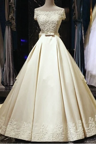 Elegant Appliques Formal Ball Gown Wedding Dress,pl1946