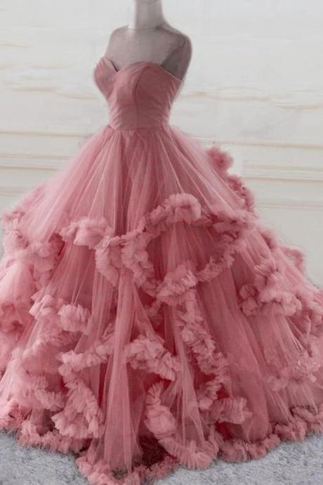 Ball Gown Pink Long Prom Dress Evening Dress,pl1980
