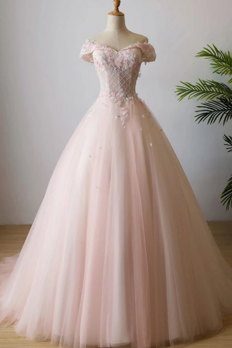 Beautiful Ball Gown Sweep Train Pearl Pink Prom Dress/evening Dress,pl1997
