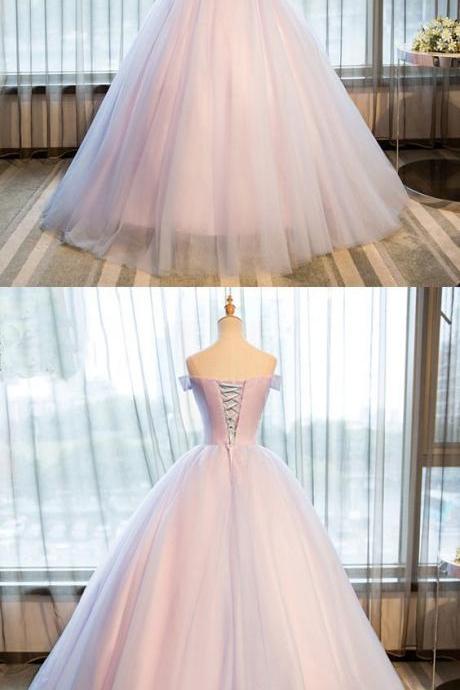 Elegant Appliques Tulle Ball Gown Prom Dresses, Formal Quinceanera Dresses, Charming Evening Gown,pl2028