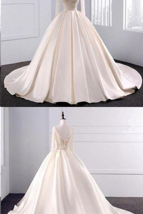 Ball Gown Wedding Dresses Long Train Beading V-neck Sexy Big Colored Bridal Gown,pl2042