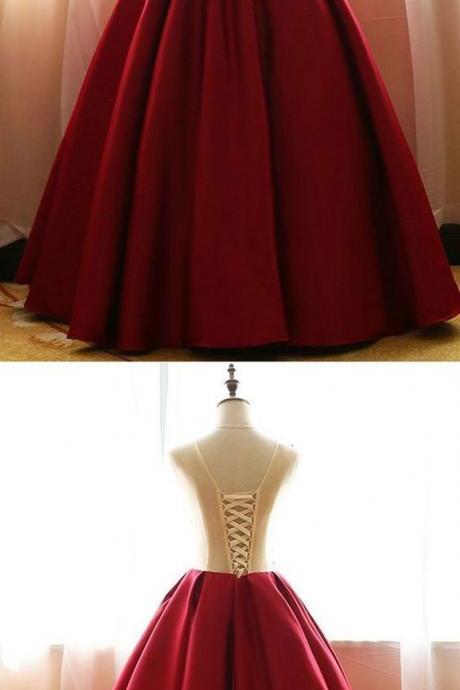 Red Quinceanera Dresses,satin Prom Dresses With Flowers,ball Gown Prom Dresses,rose Applique Prom Gown,a-line Evening Dress,long Prom