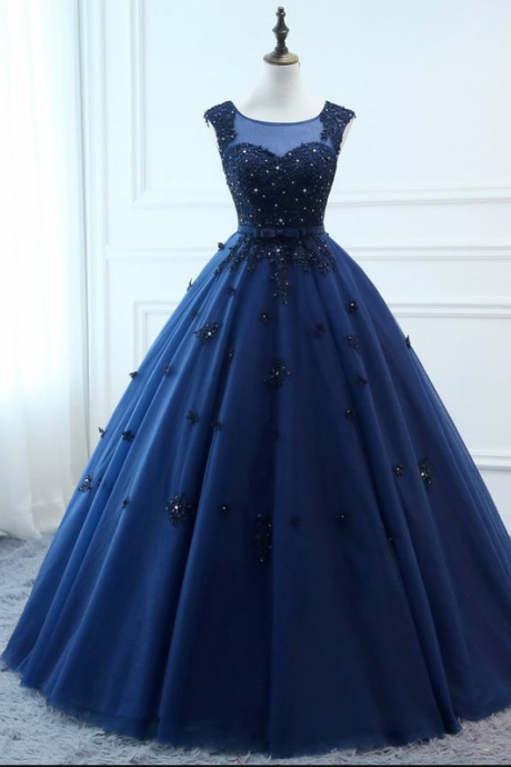 Prom Dresses Navy Blue Long Ball Gown Evening Dresses Backless Tulle Dress Women Formal Party Gown Fashionable Bride Gown Corset Back,pl2129