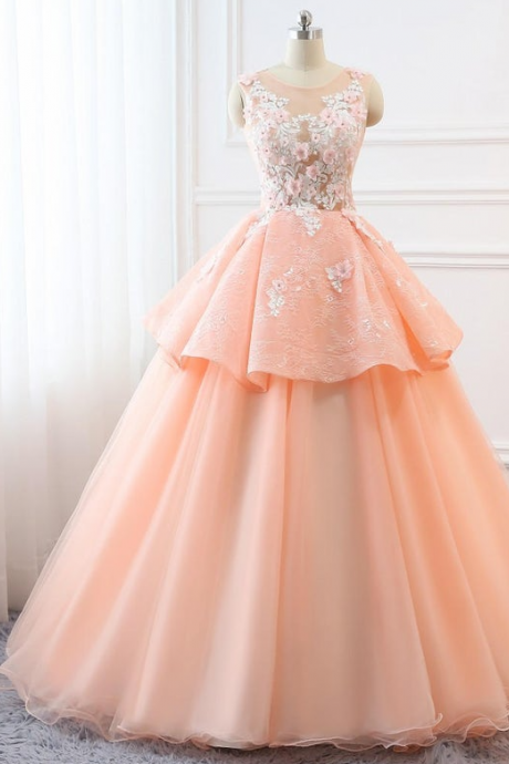 Custom Prom Ball Gown Plus Size Long 2021 Women Formal Dresses Tulle Orange Pink Quinceanera Dress Masquerade Prom Dress Wedding Bride