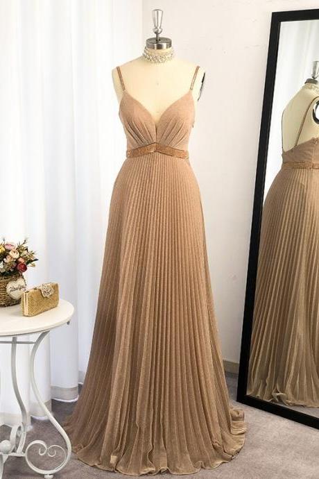 A-line/princess-ruffles-spaghetti Straps-sleeveless-floor-length-dresses,pl2338