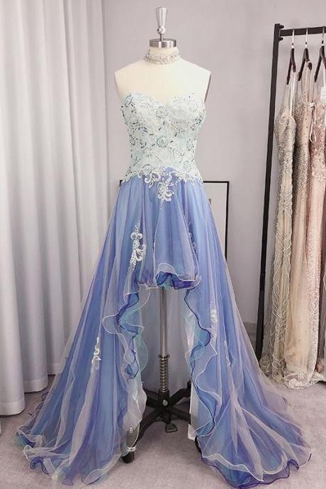 A-line/princess Tulle Applique Sweetheart Sleeveless Asymmetrical Dresses,pl2327