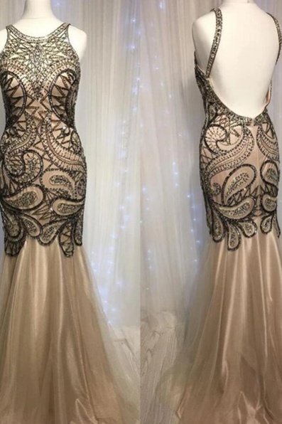Sexy Backless Delicate Beading Mermaid Long Evening Prom Dresses, Popular Long 2021 Party Prom Dresses,pl2330