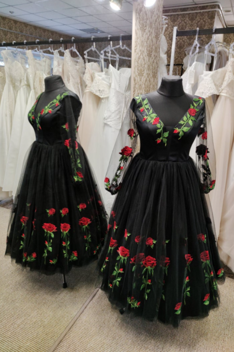 Tulle Lace Dress,plus Size Prom Dress, Evening Dress, Feminine Party Dress,floral Midi Wedding Dress,pl2337