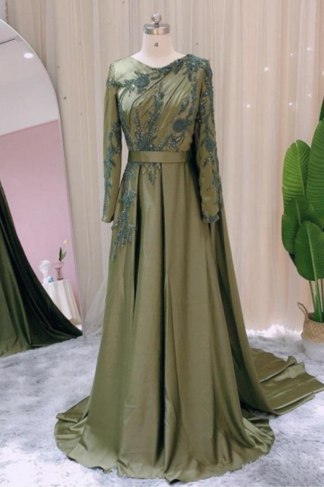 Custom Made Prom Dress Long Sleeves Dubai Evening Dresses Muslim Women Wedding Party Gowns 2021 Elegant Modest Arabic Engagement,pl2385