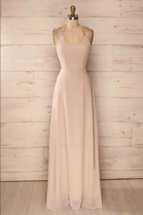 Custom Made Morden Prom Dresses Simple Halter Chiffon Simple Long Prom Dress,pl2405