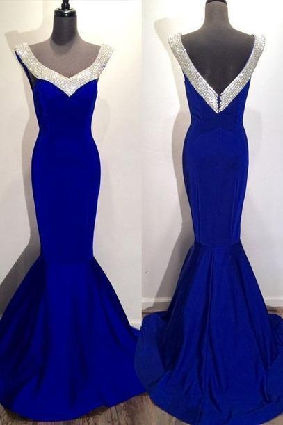 Mermaid Evening Formal Dresses Roayl Blue Long Prom Dresses,pl2486