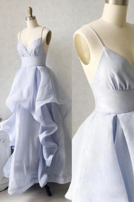 Blue A Line Long Prom Dress Blue Evening Dress,pl2495