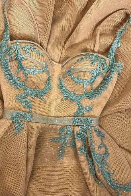 A Line Spaghetti Straps Sweetheart Gold Rhinestone Sparkly Appliques Prom Dresses,pl2528