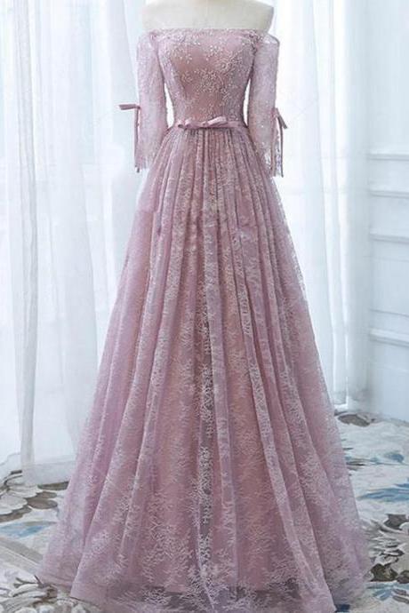 A-line Off-shoulder Floor-length Lace Long Prom Dresses,pl2549
