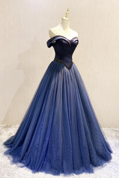 Elegant Tulle Beads Long Prom Dress Evening Dress,pl2568