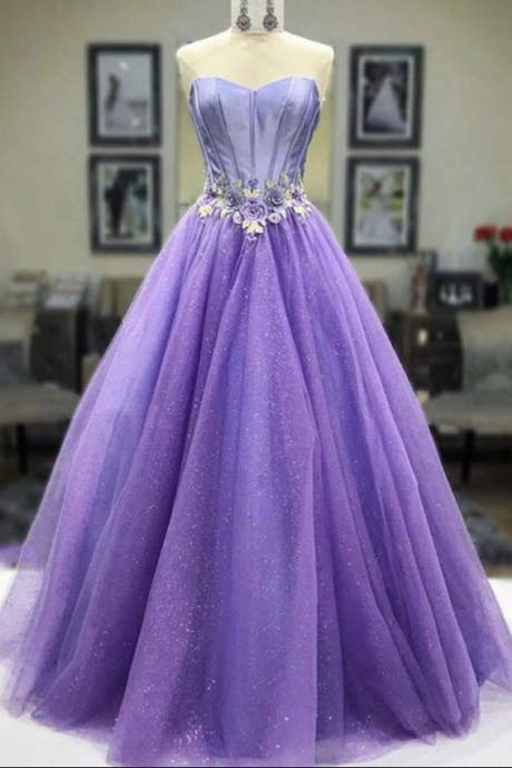 Purple Tulle Long Prom Dress Purple Evening Dress,pl2570