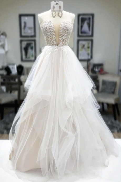 Elegant Tulle Lace Long Prom Dress Formal Dress,pl2585