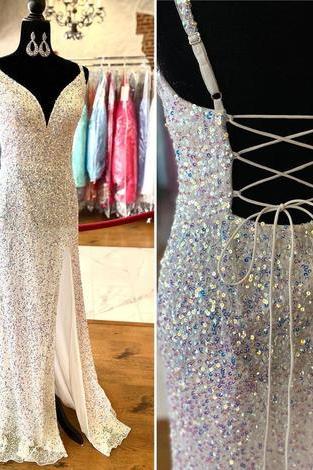 Sparkle Tight Sequined Long Party Dress With Lace Up Back Prom Dress,pl2612