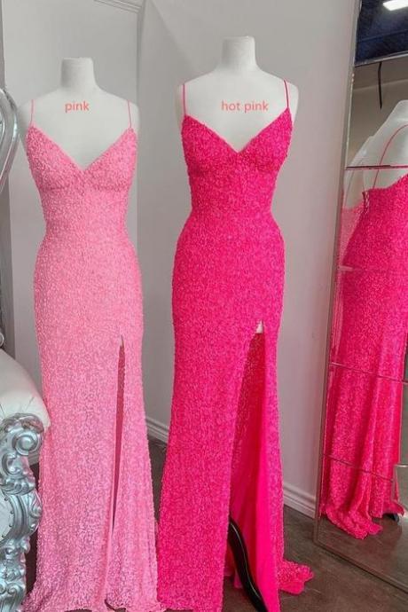 Flattering Mermaid Pink Long Party Dress Prom Dresses,pl2615