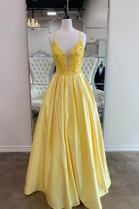 V-neck Beaded Prom Dress, Long Prom Dresses ,formal Prom Dress,pl2651