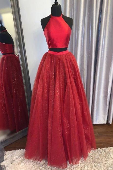 Elegant Red Two Piece Long Prom Dress 2020 Long Prom Dresses,pl2751