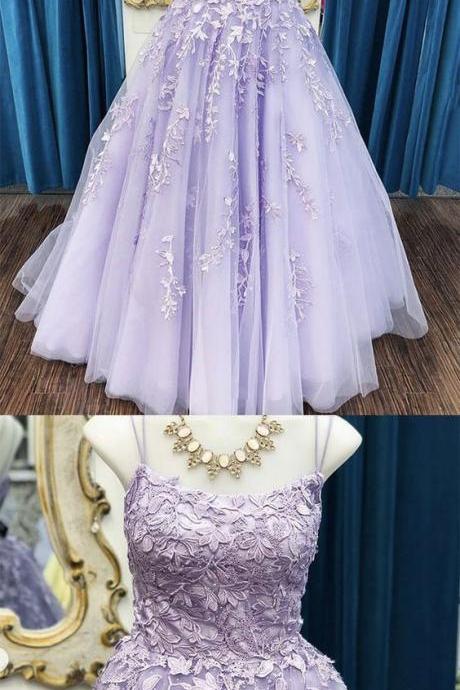 Purple Tulle Lace Long Prom Dress Tulle Lace Formal Dress,pl2752