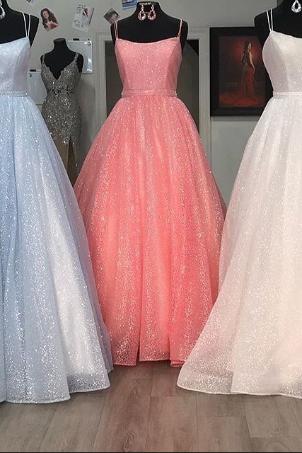 Custom Prom Dress,tulle Prom Gown,spaghetti Straps Evening Dress,a-line Prom Gown,pl2758