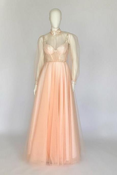 Peach Color Wedding Dress,bridal Gown, With A Weightless Blouse. Corset, Neckline On The Back.collection 2021,pl2769