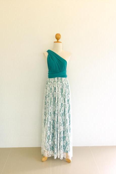 Maxi Infinity Dress Teal Green With Lace Overlay Bridesmaid Dress Infinity Dress Bridesmaid Dress Prom Dress Convertible Dress Wrap Dress,pl2779