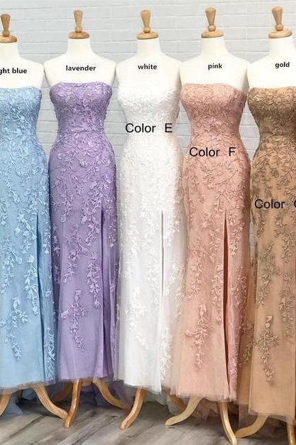 2021 Mermaid Long Prom Dresses With Appliques And Beading Fashion Formal Dress With Slit,pl2845