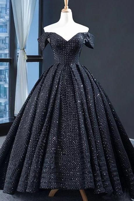 Sequin Formal Black Gown Evening Dress,pl2864