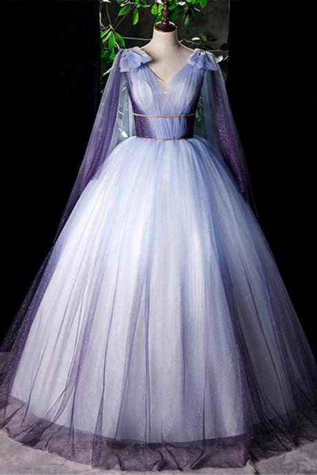 Purple&blue Quinceanera Dress With Shoulder Cape Fashion Puffy Prom Dress Sleeveless Bridal Gown Corset Bodices Wedding Gown Floor