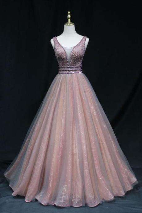 Classic A-line Brown Long Formal Dress Prom Dresses,pl2937