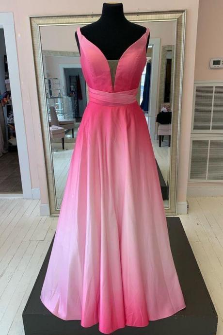 Pink Ombre Long Prom Dress,pl2941