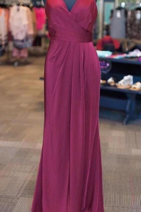 Stylish V-neck Floor-length Open Back Lilac Prom/evening Dresses Ruched,pl2953