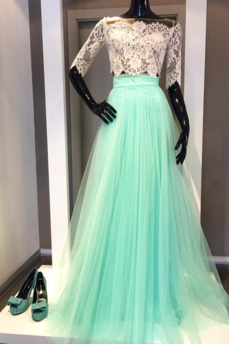 Two Piece Prom Dresses,prom Dresses With Sleeves,long Prom Dresses 2020.elegant Prom Dress,tulle Dress,pl2981