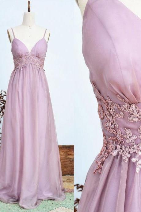 Bridesmaid Dress Dusty Mauve Lace Dress, Long Prom Dress 2021 Chiffon Special Occasion Wedding Party Dress, Deep V Neck Design Dress,pl3087