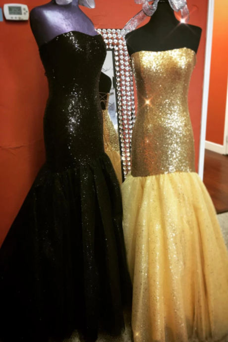 Sparkle Mermaid Gold/black Prom Dress,pl3144