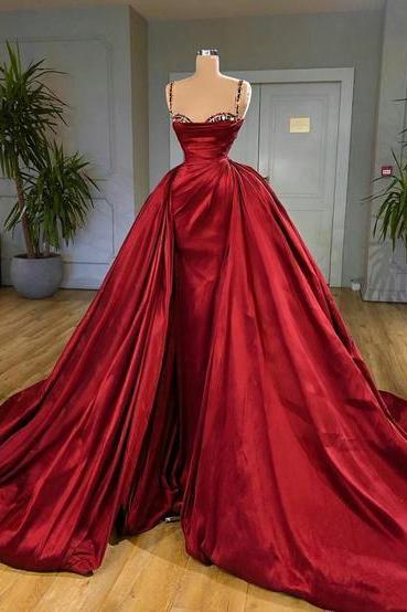 Red Detachable Prom Dresses, Sweetheart Prom Dresses, Satin Evening Dresses,pl3179