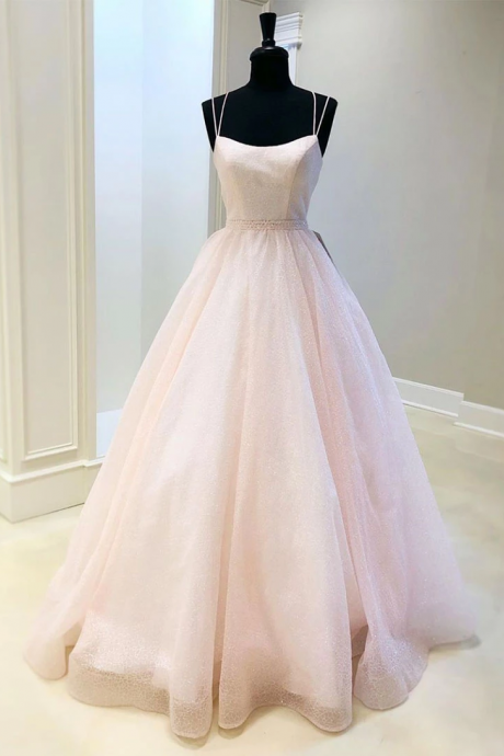 Simple A Line Spaghetti Straps Light Pink Long Prom/evening Dress,pl3287