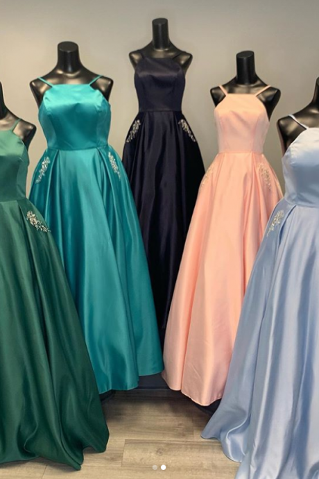 Custom Prom Dress,satin Prom Dress,spaghetti Straps Prom Dress,a-line Prom Dress,pl3291