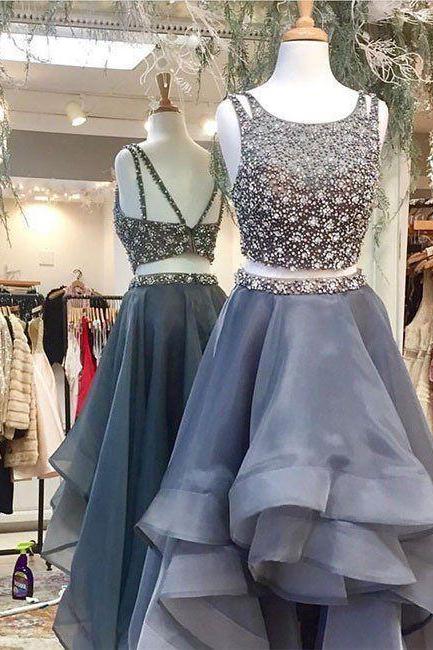 Charming Prom Dress,two Pieces Prom Dress,organza Prom Dress, Beading Prom Dress,pl3294
