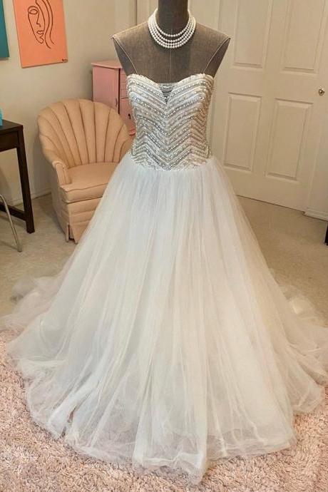 Stunning White Strapless Ball Gown With Sparking Beading,pl3328